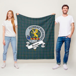 Broun Clan Badge Tartan Schotlandse Plaid Fleece Deken