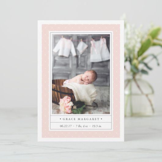 Broussage pointillé | Faire-part de naissance doub (Debout devant)