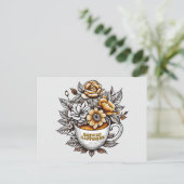 Brouwd Geluk Koffie Bloemen Briefkaart (Staand voorkant)