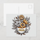 Brouwd Geluk Koffie Bloemen Briefkaart (Voorkant / Achterkant)