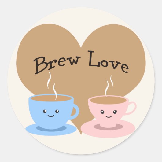 Brouwe liefde! Coffee Mugs Ronde Sticker (Voorkant)