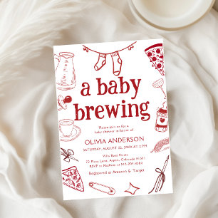 Brouwen Koffie Hand getrokken Doodles baby shower Kaart