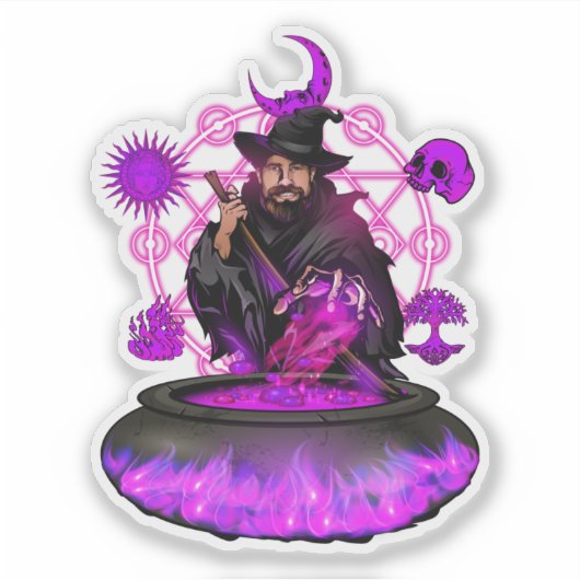 Brouwen met Magic Brew Wizard Logo Sticker (Voorkant)