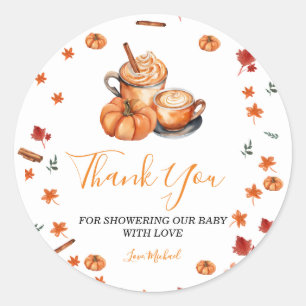 Brouwen Pumpkin Spice Coffee Baby shower Bedankt Ronde Sticker