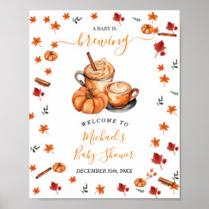 Brouwen Pumpkin Spice Coffee Baby shower Welkom Poster