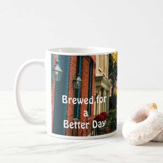 Brouwen voor een betere dag koffiemok (Met donut)