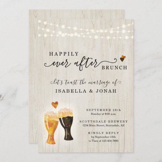 Brouwerij bruiloft brunch uitnodiging (Voorkant / Achterkant)