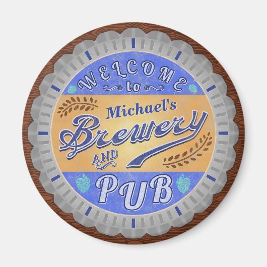 Brouwerij Pub - Pet met speciale bierflesjes Magneet (Voorkant)