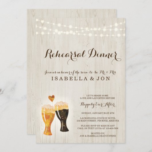 Brouwerij repetitie diner uitnodiging | rustiek bi (Voorkant / Achterkant)