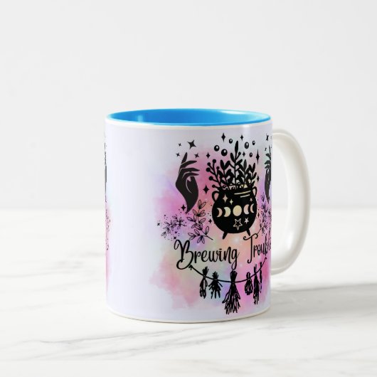 Brouwproblemen: ondeugend hekserig design tweekleurige koffiemok (Voorkant rechts)