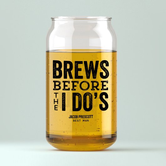 Brouwt voor ik Do's vrijgezellenfeest groomsman Blikvorm Glas