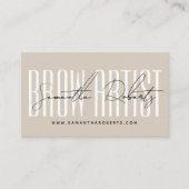 Brow artist modern typography script beige visitekaartje (Voorkant)