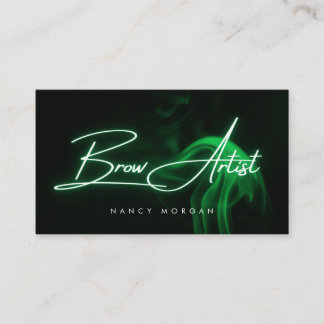 Brow Artist Typography Green Neon Business Card Visitekaartje