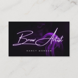 Brow Artist Typography Purple Neon Business Card Visitekaartje
