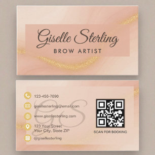 Brow Artist Waterverf Gold Monogram QR-code Visitekaartje