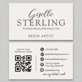 Brow Artist White Script Moderne QR-code Visitekaartje