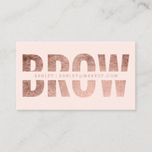 Brow cut out faux roos gold typografie blush roze visitekaartje
