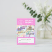 Brow Microblading Aftercare Crystal Holographic Visitekaartje (Staand voorkant)
