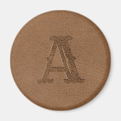 Brow-n lederen textuur Monogrammed Initiaal Magneet (Voorkant)