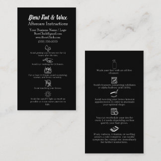 Brow Tint & Wax Aftercare Instructions Visitekaartje