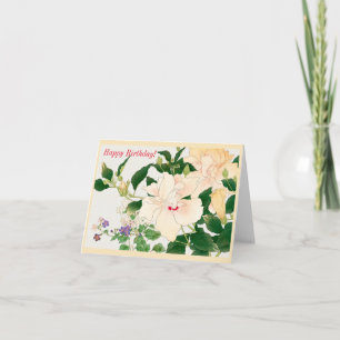 Browallia en ibiscus flower kaart