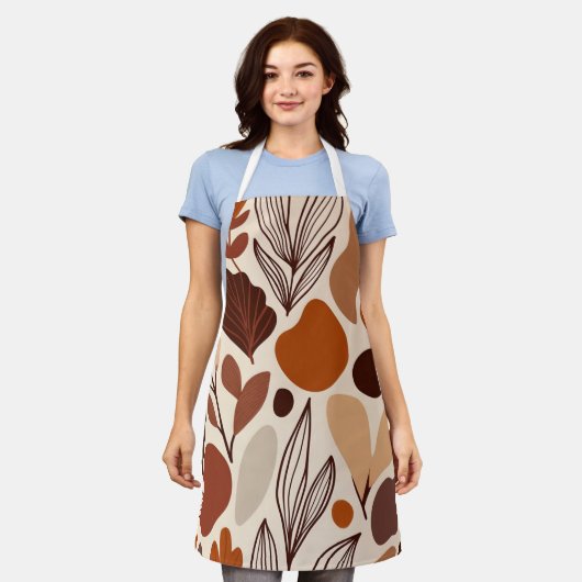 Brown Abstract Organic Shapes Print All-Over Print Schort (Gedragen)