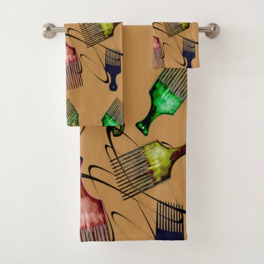 Brown Afro comb (En situation)