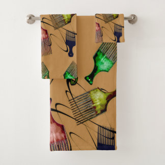 Brown Afro comb Bad Handdoek