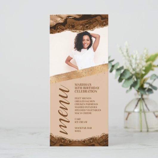 Brown Agaat Photo Menu Kaart (Staand voorkant)