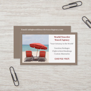 Brown Agent Travel Agency Red Beach Stoelen Visitekaartje