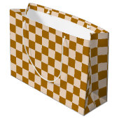 Brown and beige checkerboard pattern groot cadeauzakje (Achterkant Gekanteld)