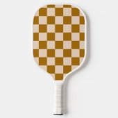 Brown and beige checkerboard pattern pickleball paddle (Achterkant)
