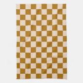 Brown and beige checkerboard pattern theedoek (Verticaal)