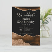 Brown and Black Agate 50th Birthday Party Kaart (Staand voorkant)