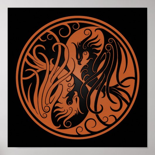 Brown and Black Yin Yang Phoenix Poster (Voorkant)