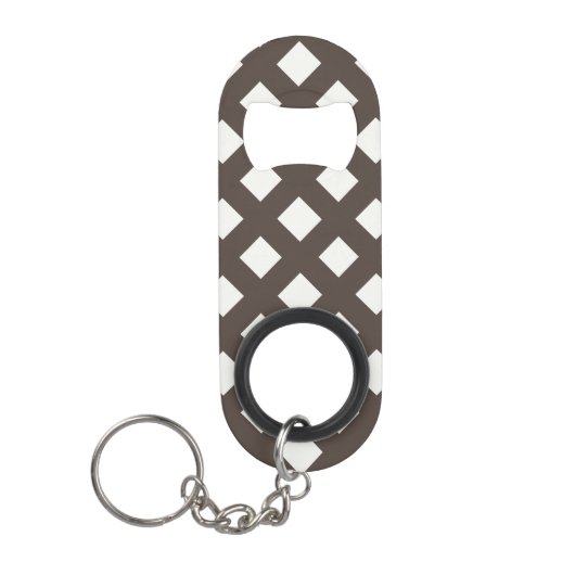 Brown and Cream Gingham Pattern Mini Flessenopener (Voorkant)