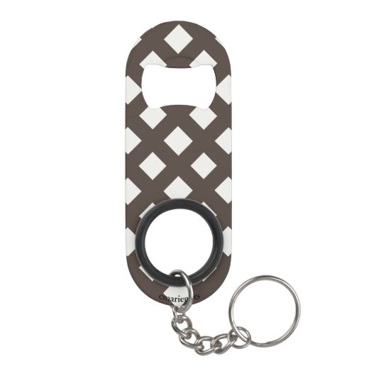 Brown and Cream Gingham Pattern Mini Flessenopener (Achterkant)