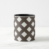 Brown and Cream Gingham Pattern Mok (Midden)