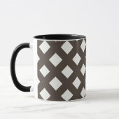 Brown and Cream Gingham Pattern Mok (Links)