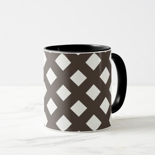Brown and Cream Gingham Pattern Mok (Voorkant rechts)