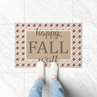Brown and Cream Pset Happy Herfst Y'all Welkom Deurmat
