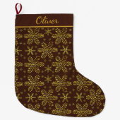 Brown and Gold Personalized Grote Kerstsok (Voorkant)