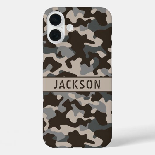 Brown and Gray Camouflage Personalized Case-Mate iPhone Case (Achterkant)