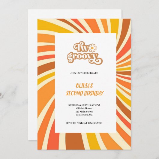 BROWN AND ORANGE GROOVY INVITATION (Devant / Derrière)