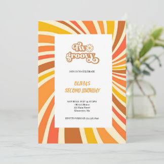 BROWN AND ORANGE GROOVY INVITATION KAART
