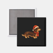 Brown And Tan Christmas Dachshund Santa Hat  Magneet (Voorkant / Achterkant)