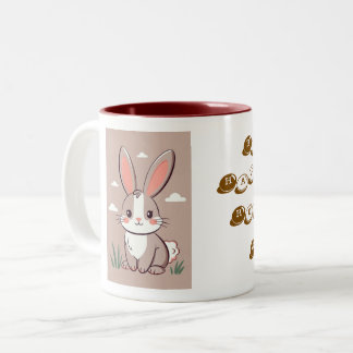 Brown and White Easter Bunny Image Tweekleurige Koffiemok