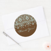 Brown & Aqua Blue Damask Dank u Sticker (Envelop)