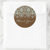 Brown & Aqua Blue Damask Dank u Sticker (Tas)