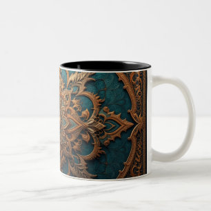 Brown-Aqua Elegance Tweekleurige Koffiemok